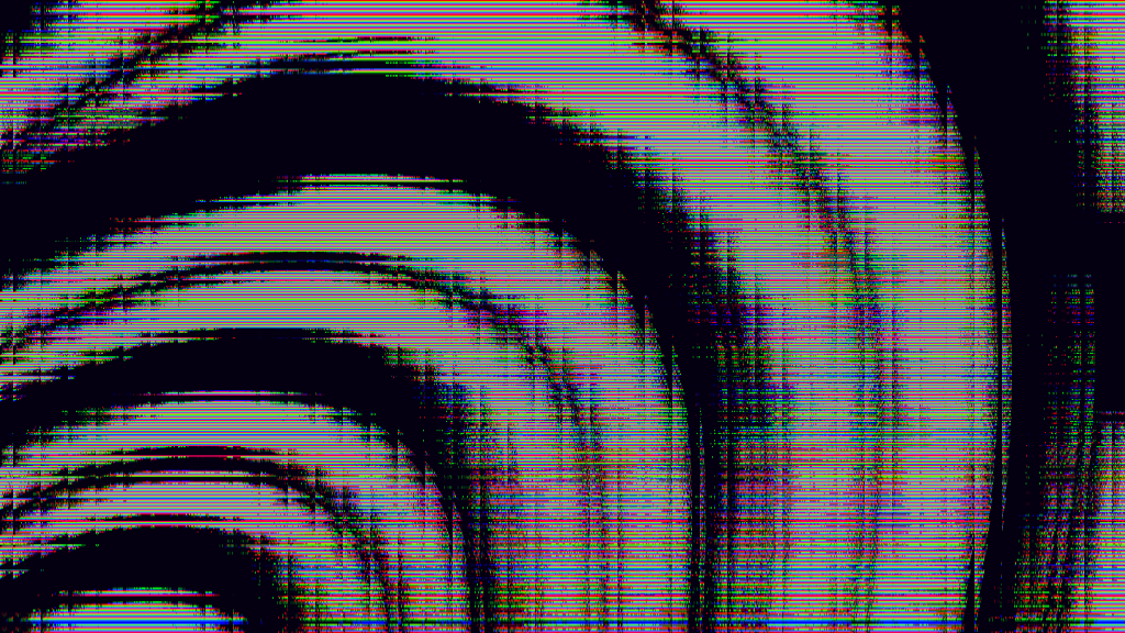 A banner image, showing a glitchy edit of white abstract shapes on a dark background